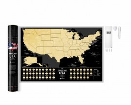 Скретч Карта Travel Map USA Black (в тубусе)