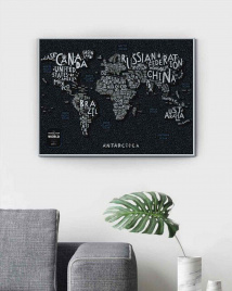 Скретч Карта Мира Travel Map LETTERS World (в рамке)