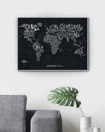 Скретч Карта Мира Travel Map LETTERS World (в рамке)