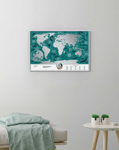 Скретч Карта Мира Travel Map Marine (в рамке) фото 1